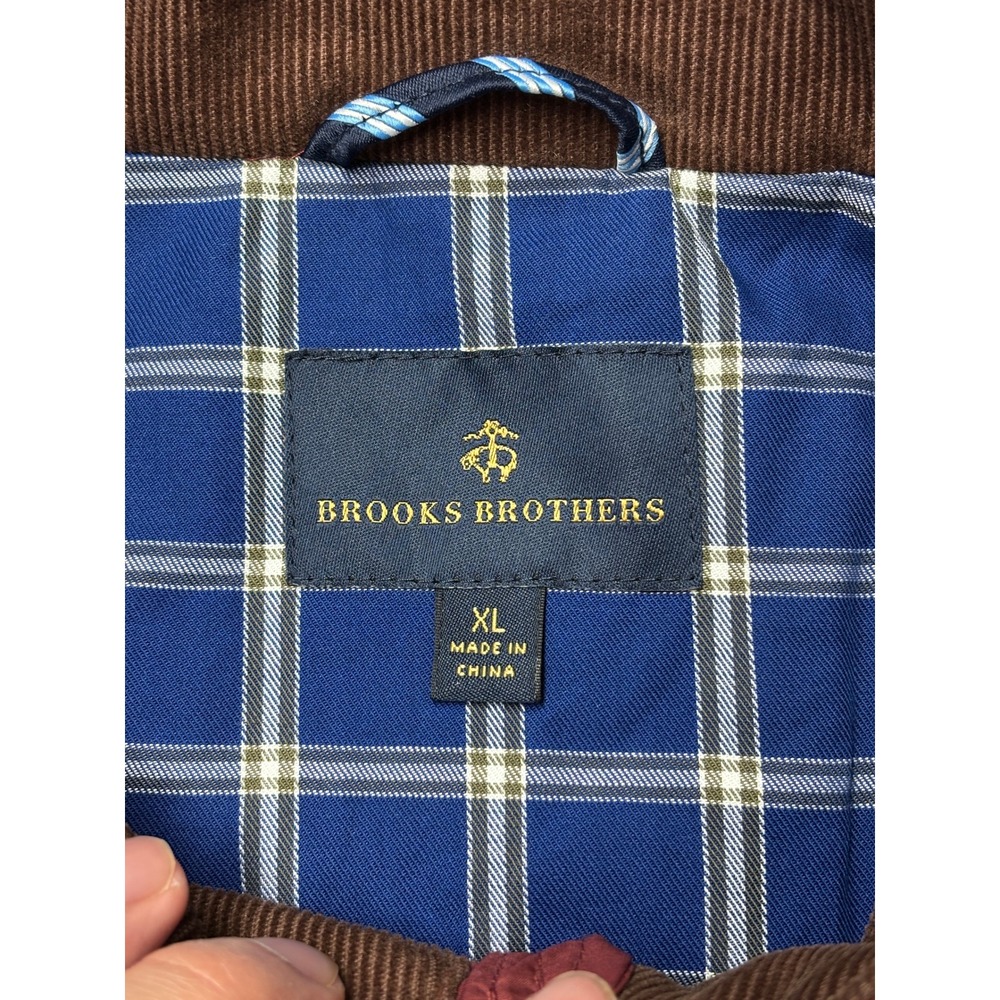Brooks‎ Brothers Mens XL Quilted Vest Burgundy Thermore Plaid Lined Full Zip - Picture 2 of 7